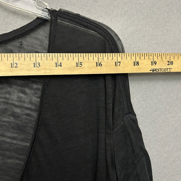 Free People We The Free Black Distressed Top Semi Sheer Long Sleeve M Whimsigoth - Picture 7 of 16
